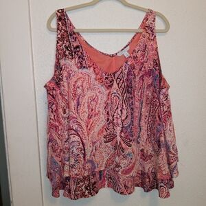 EUC Boutique Paisley Sleeveless Blouse Top 0X